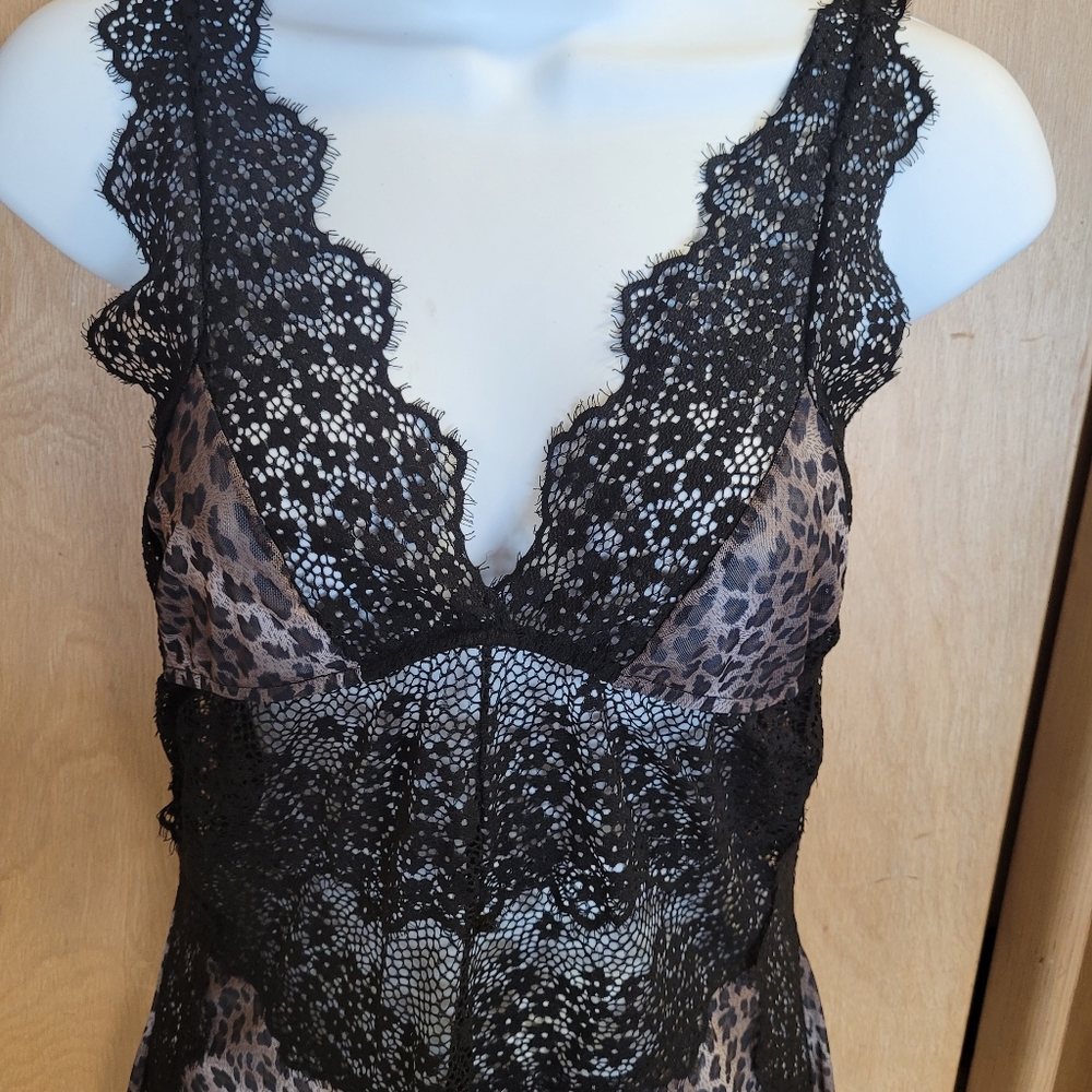 💜New Last One Small Leopard Lace Patchwork Babydoll Set - Picture 6 of 9